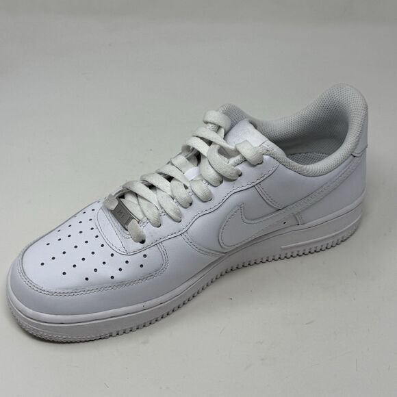 Nike Air Force 1 '07 Low Womens 9.5 Triple White Leather Athletic Shoes Sneakers - Picture 9 of 16